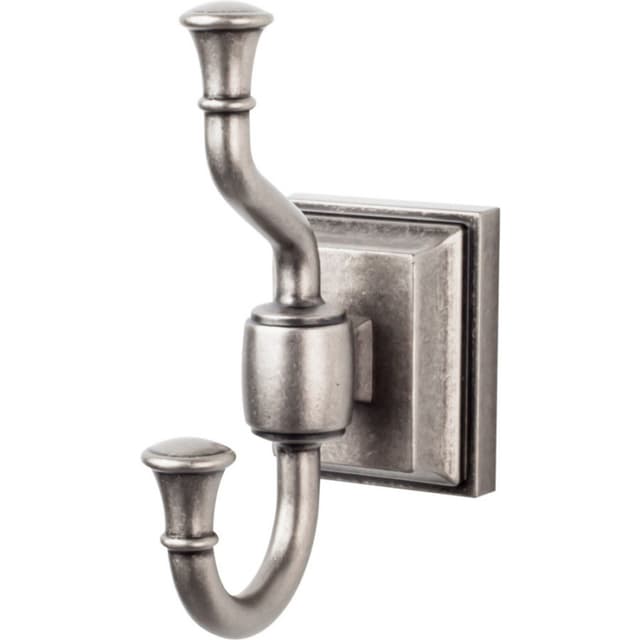 Stratton Bath Double Hook 5-1/8" Long Antique Pewter - Top Knobs STK2AP