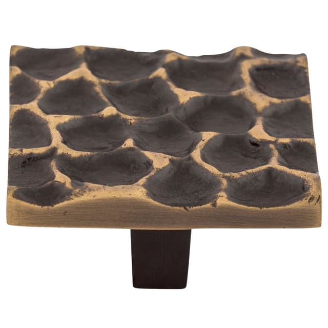 Top Knobs Cobblestone Series 1-15/16 in (49 mm) L x 1-15/16 in (49 mm) W Brass Antique Knob, - TK302BA