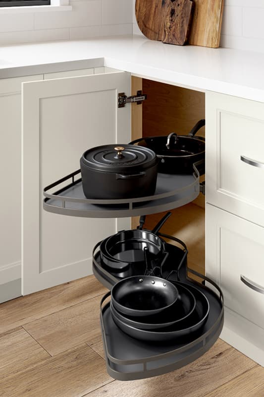 LeMans II Arena Style 2 Shelf Left Swing Blind Corner Kit Anthracite/Anthracite, for 14" Faceframe Opening, Kessebohmer