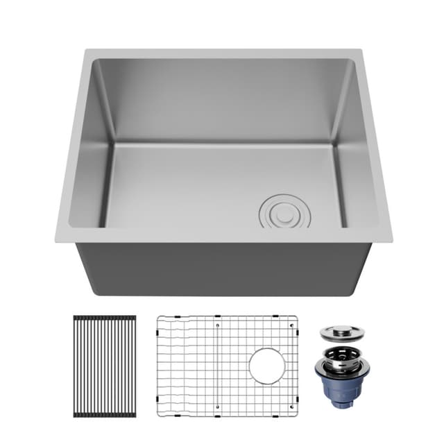 Karran Fusion 23"W Stainless Steel Undermount Kitchen Sink Single Bowl, 16 Gauge - UUMSB2331-12PK1