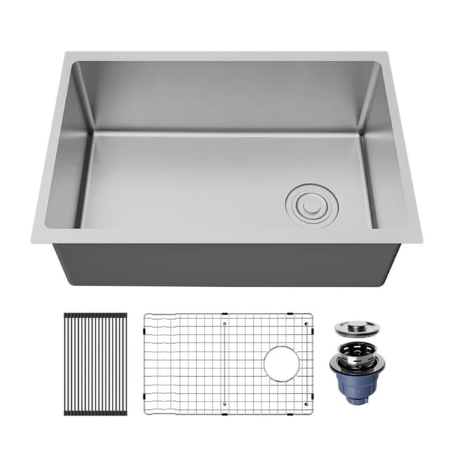 Karran Fusion 27"W Stainless Steel Undermount Kitchen Sink Single Bowl, 16 Gauge - UUMSB2731-PK1