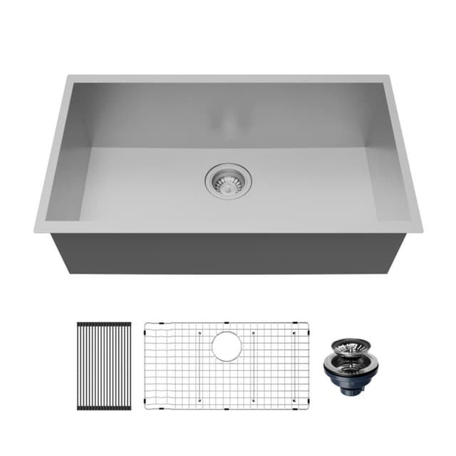 Karran Fusion 30"W Stainless Steel Undermount Kitchen Sink Single Bowl, 18 Gauge - UUMSB3021-PK1