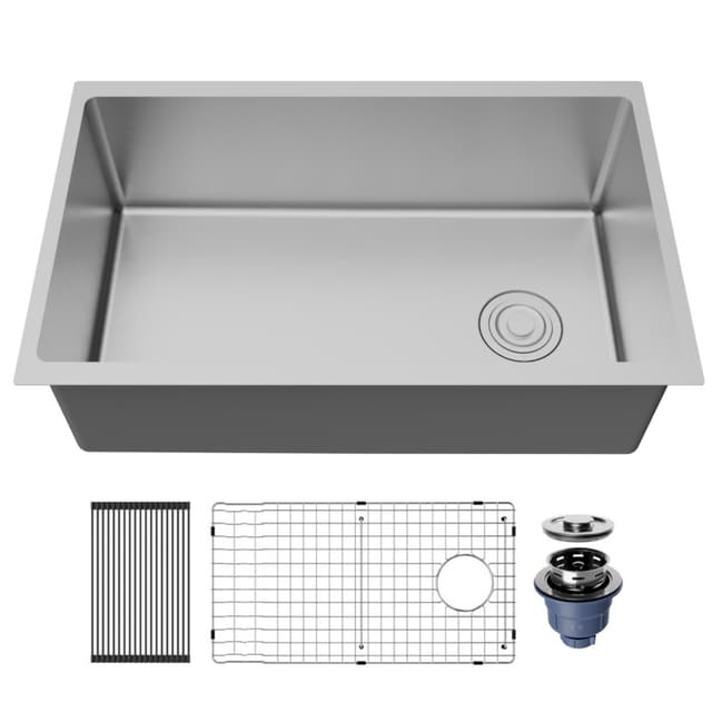 Karran Fusion 30"W Stainless Steel Undermount Kitchen Sink Single Bowl, 16 Gauge - UUMSB3031-PK1