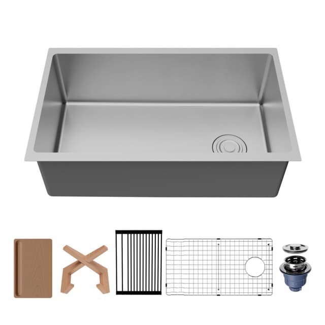 Karran Fusion 30"W Stainless Steel Undermount Kitchen Sink Single Bowl, 18 Gauge - UUMSB3032-PK1