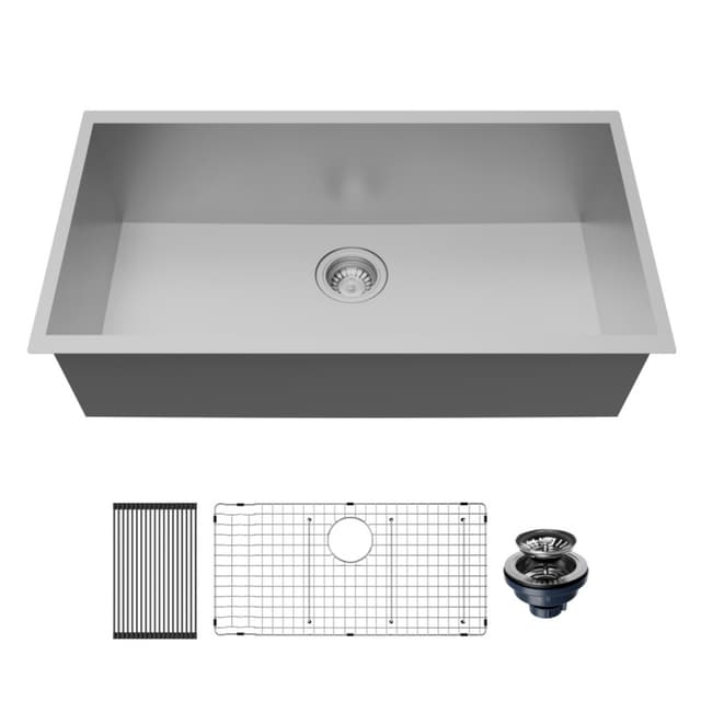 Karran Fusion 33"W Stainless Steel Undermount Kitchen Sink Single Bowl, 18 Gauge - UUMSB3321-PK1