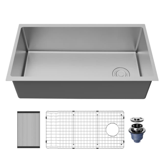 Karran Fusion 33"W Stainless Steel Undermount Kitchen Sink Single Bowl, 16 Gauge - UUMSB3331-PK1