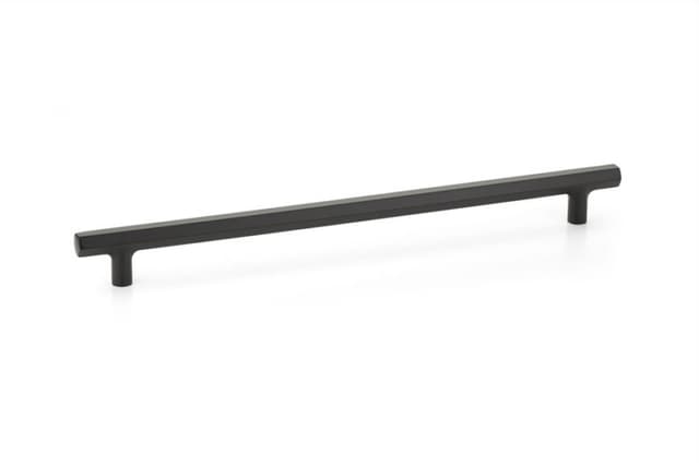 Emtek Urban Modern Mod Hex Pull, 12"CC, Flat Black - 86681US19