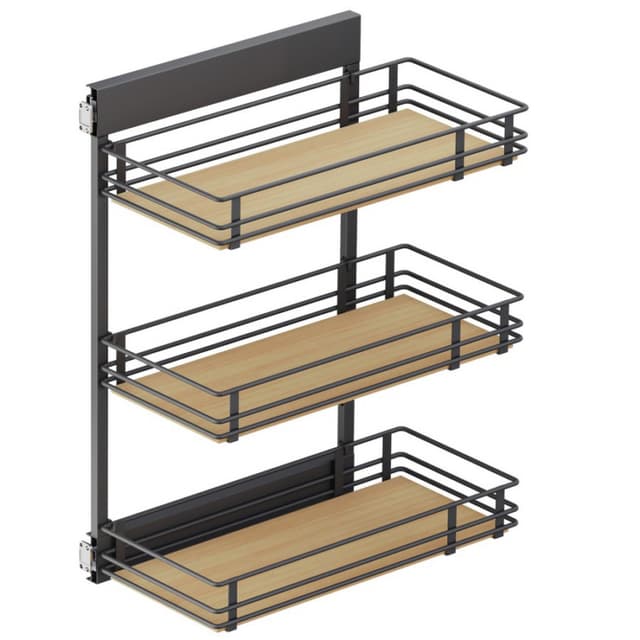 Vauth-Sagel SUB Side Scalea Maple 3-Shelf Base Cabinet Pullout Organizer with Soft-Close Slides