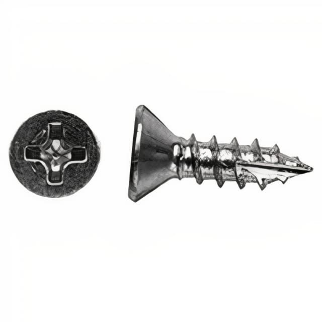 Würth #7 Flat Head Hinge and Drawer Slide Installation Screw Phillips Drive - Type 17 Auger Point Coarse Thread Zinc