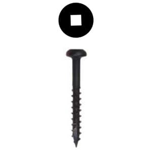 Würth #6 x 1-1/2" Pan Head Face Frame and Pocket-Hole Screw Square Drive - Type 17 Auger Point Coarse Thread Black, 3670000032961 8500 - 8500/Box
