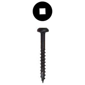 Würth #6 x 1-1/4" Pan Head Face Frame and Pocket-Hole Screw Square Drive - Type 17 Auger Point Coarse Thread Black, 3670000033961 1000 - 1000/Box
