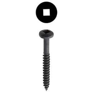 Würth #6 x 1-1/4" Pan Head Face Frame and Pocket-Hole Screw Square Drive - Type 17 Auger Point Fine Thread Black, 367000003196110000 - 10000/Box