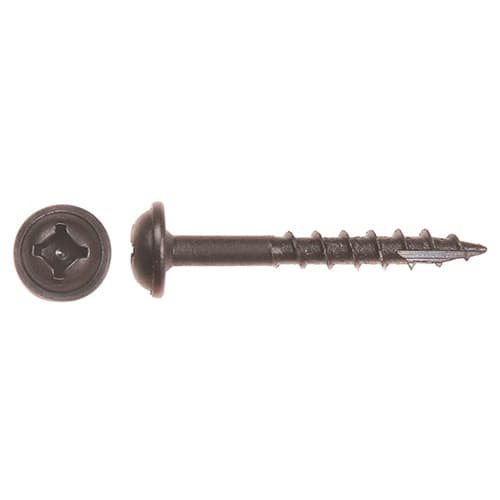 Würth #8 x 1-1/2" Washer Head Face Frame and Pocket-Hole Screw Square Drive - Type 17 Auger Point Coarse Thread Black, 3670000205961 5000 - 5000/Box