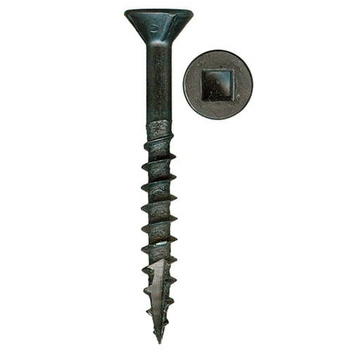 Würth #8 x 1-5/8" Flat Head Assembly Screw Square Drive - Type 17 Auger Point Coarse Thread Black, 3670000091961 1000 - 1000/Box