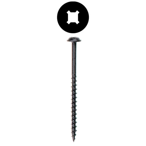 Würth #8 x 3" Washer Head Installation Screw Phillips/Square Drive - Sharp Point Coarse Thread Black, 3670000197961 1500 - 1500/Box