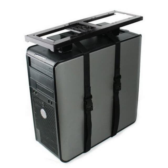 KV Under Desk Slide and Swivel, Double Strap CPU Holder