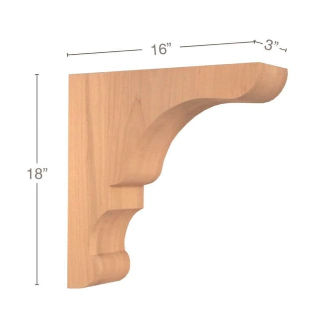 Transitional Corbel, Alder, 18" Tall, PRO Value