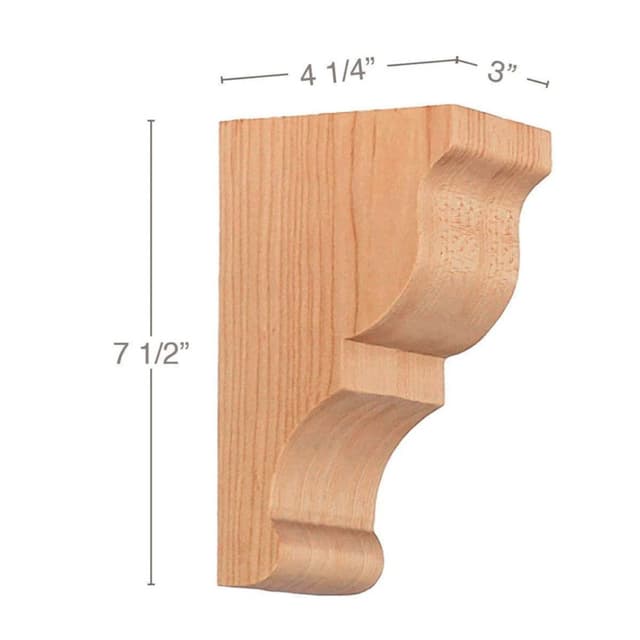 Transitional Corbel, Alder, 7-1/2" Tall, PRO Value