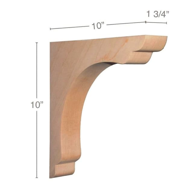 Shaker Corbel, Alder, 10" Tall, PRO Value