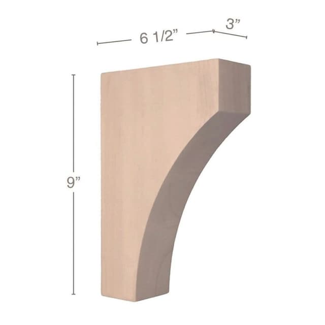 Contemporary Corbel, Alder, 9" Tall, PRO Value