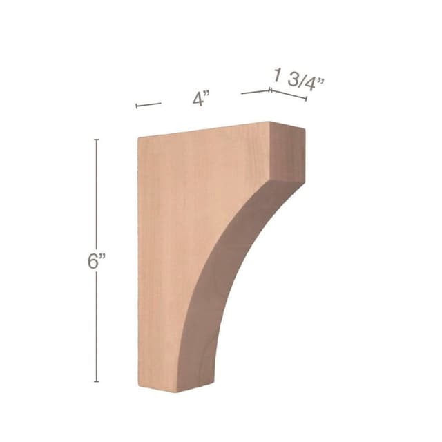 Contemporary Corbel, Maple, 6" Tall, PRO Value