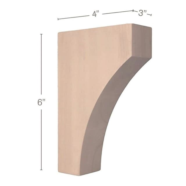 Contemporary Corbel, Alder, 6" Tall, PRO Value