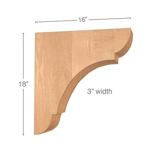 Classic Shaker Corbel, Maple, 18" Tall, PRO Value