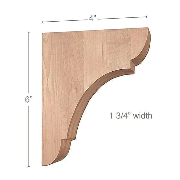Classic Shaker Corbel, Maple, 6" Tall, PRO Value