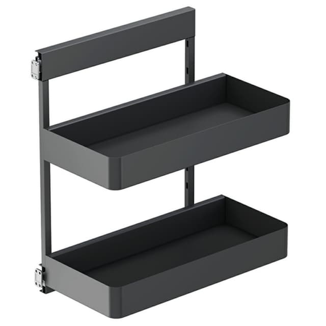 Vauth-Sagel SUB Side Planero Carbon Steel Gray 2-Shelf Base Cabinet Pullout Organizer with Soft-Close Slides