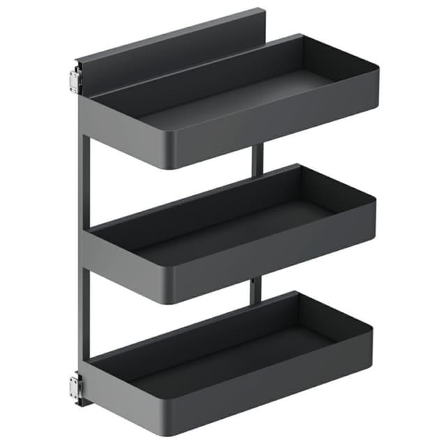 Vauth-Sagel SUB Side Planero Carbon Steel Gray 3-Shelf Base Cabinet Pullout Organizer with Soft-Close Slides