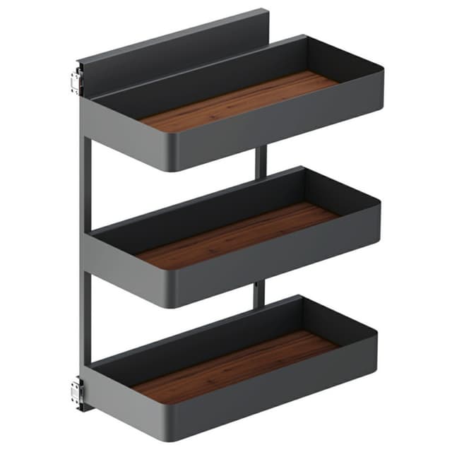 Vauth-Sagel SUB Side Planero Walnut 3-Shelf Base Cabinet Pullout Organizer with Soft-Close Slides