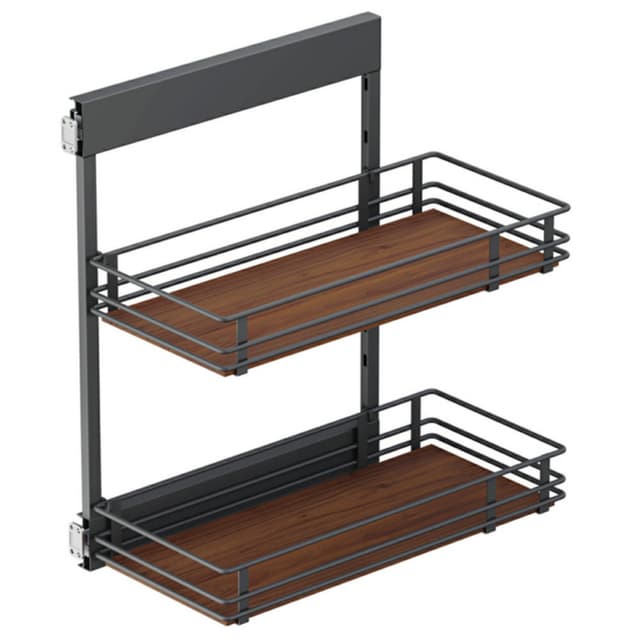 Vauth-Sagel SUB Side Scalea Walnut 2-Shelf Base Cabinet Pullout Organizer with Soft-Close Slides