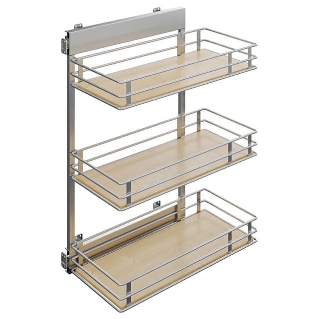 Vauth-Sagel SUB Side Scalea Platinum/Maple 3-Shelf Base Cabinet Pullout Organizer with Soft-Close Slides