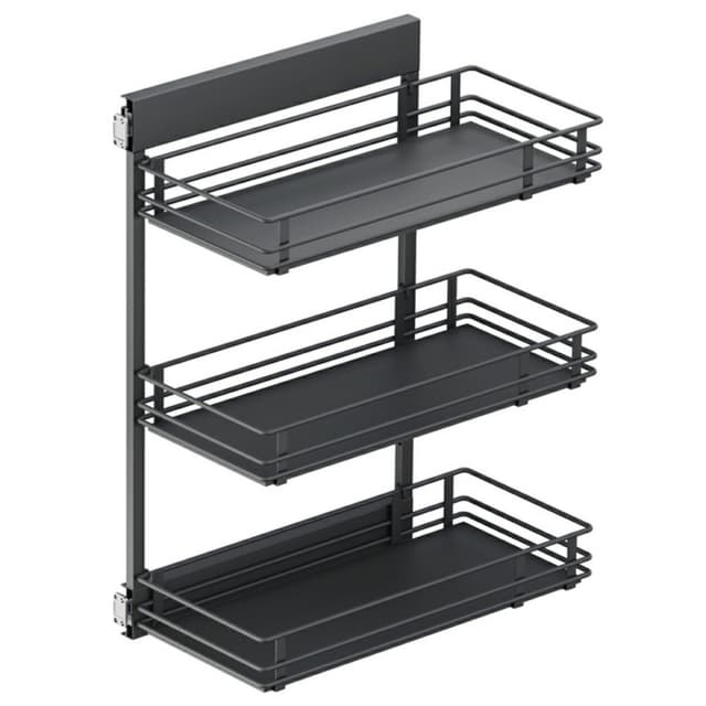 Vauth-Sagel SUB Side Scalea Carbon Steel Gray 3-Shelf Base Cabinet Pullout Organizer with Soft-Close Slides