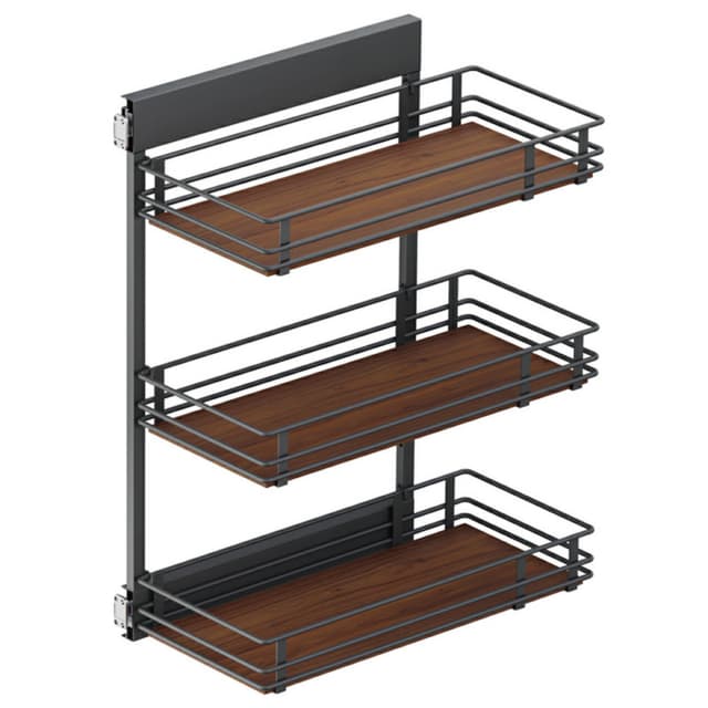 Vauth-Sagel SUB Side Scalea Walnut 3-Shelf Base Cabinet Pullout Organizer with Soft-Close Slides