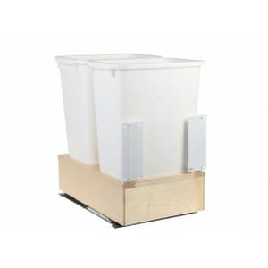 Knape and Vogt Bottom Mount Trash Pullout, WUSC Series Series, 50 Quart Double Bins, for 17" Openings