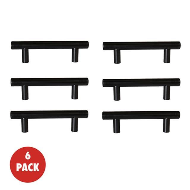Würth Bar Series 3-3/4 in Center to Center Stainless Steel Bar Pull Matte Black, WR01000055 / 6/Pack
