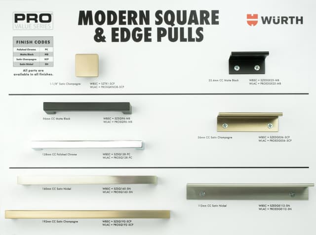 Pro Value Series Modern Square & Edge Pulls Display Board