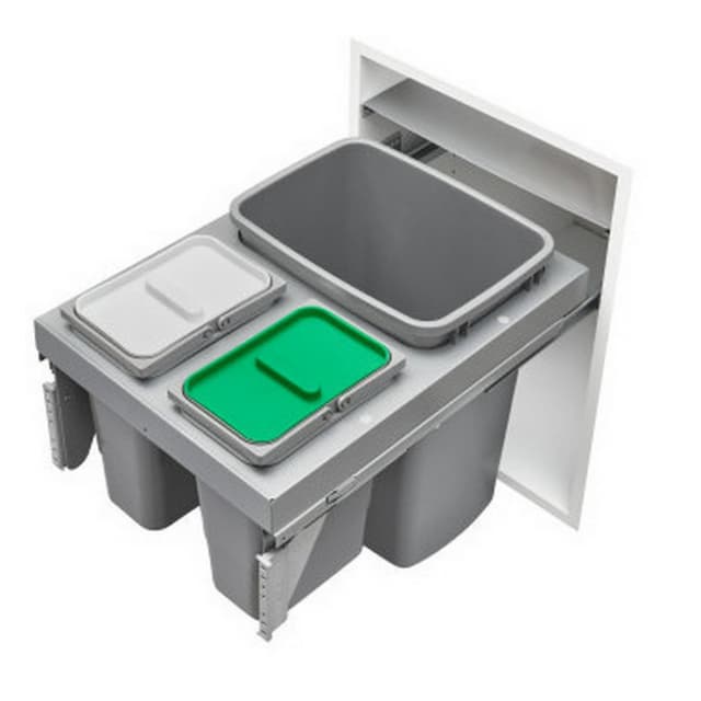 53TM Single 35 Quart Steel Top Mount Waste Container Stainless Steel Rev-A-Shelf