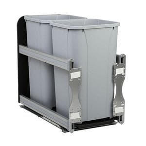 Knape and Vogt Bottom Mount Trash Pullout, USC Series Series, 27 Quart Double Bins, for 12" Openings