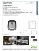 Karran Undermount Series Stainless Steel Single Bowl Undermount Bar/Prep Sink, U-1517, user manual