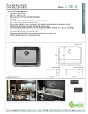 Karran Undermount Series Stainless Steel Single Bowl Undermount Kitchen Sink, U-2418, user manual