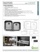 Karran Undermount Series Stainless Steel Double Bowl Undermount Kitchen Sink, U-6040R, user manual