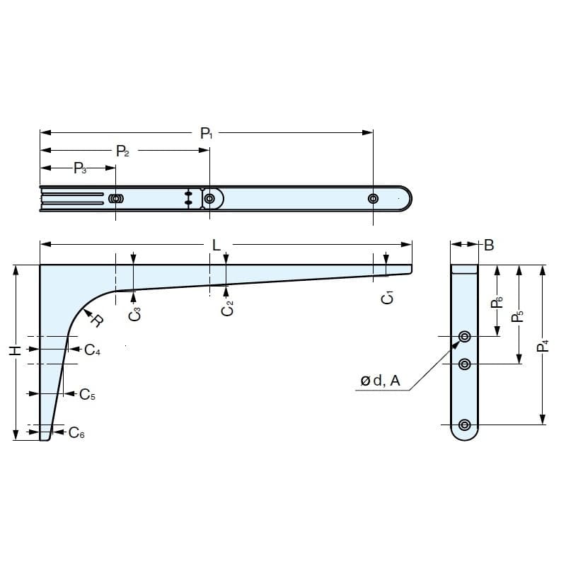 BTK-UB Shelf Compact Brackets 9-3/8
