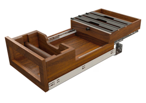 Rev-A-Shelf Craftsman Paper Towel Drawer with Built-In Roll Storage in Walnut