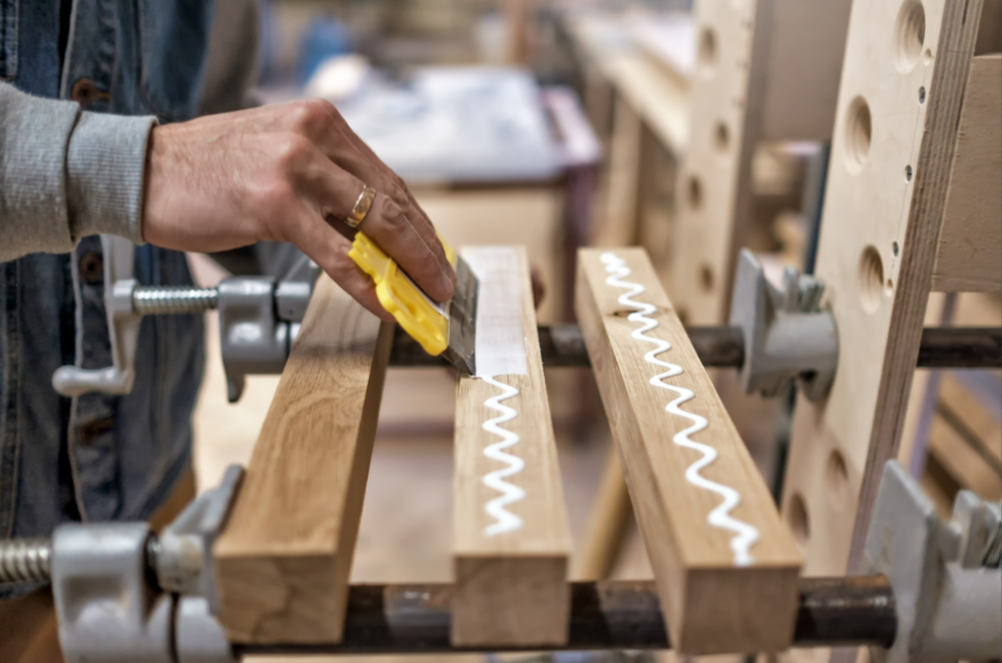 Joinery work Apply the adhesive on a wooden surfaceconnect planks for connecting planks By Viktor Koldunov The Würth Baer Facts Blog Joinery work Apply the adhesive on a wooden surfaceconnect planks for connecting planks By Viktor Koldunov