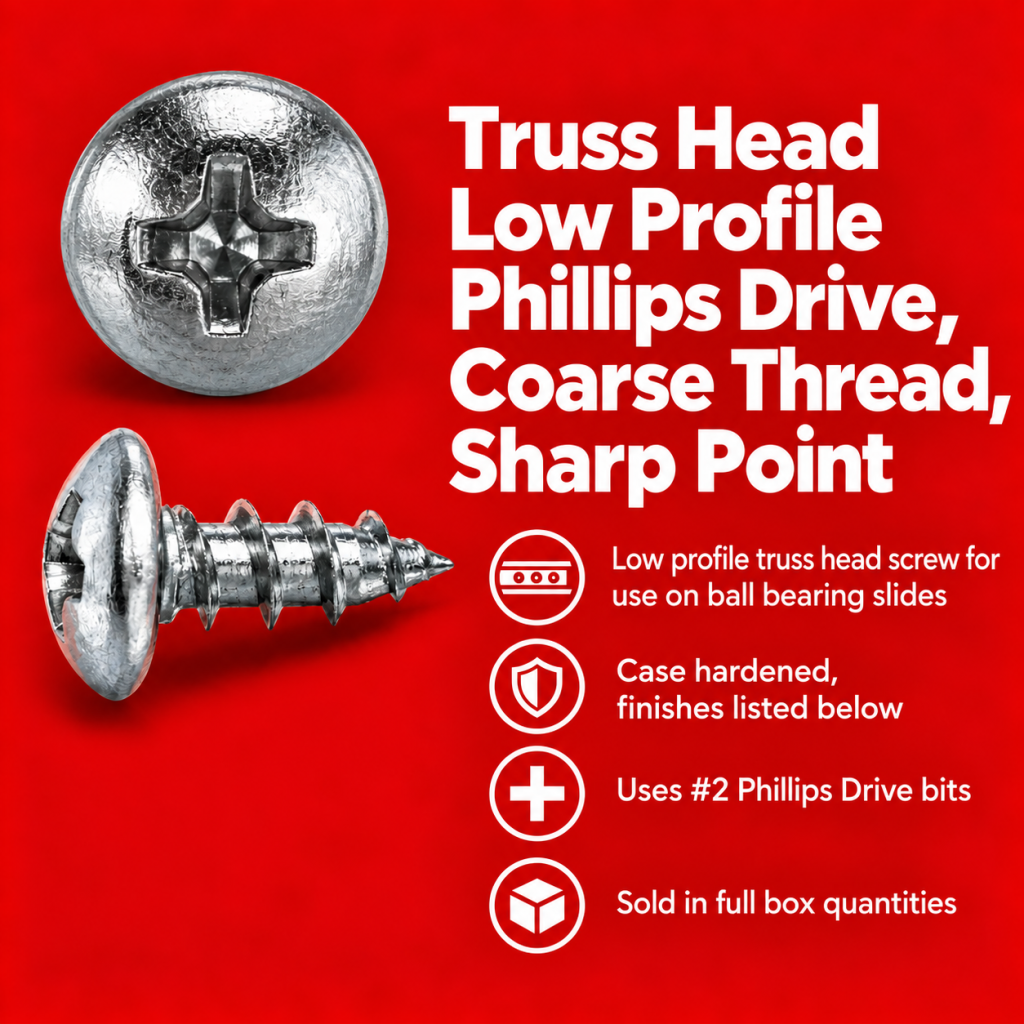 Truss Head Low Profile Phillips Drive Coarse Thread Sharp Point