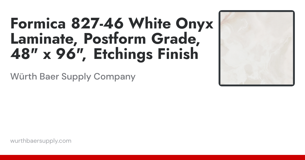 Formica 827-46 White Onyx Laminate Postform Grade, 48