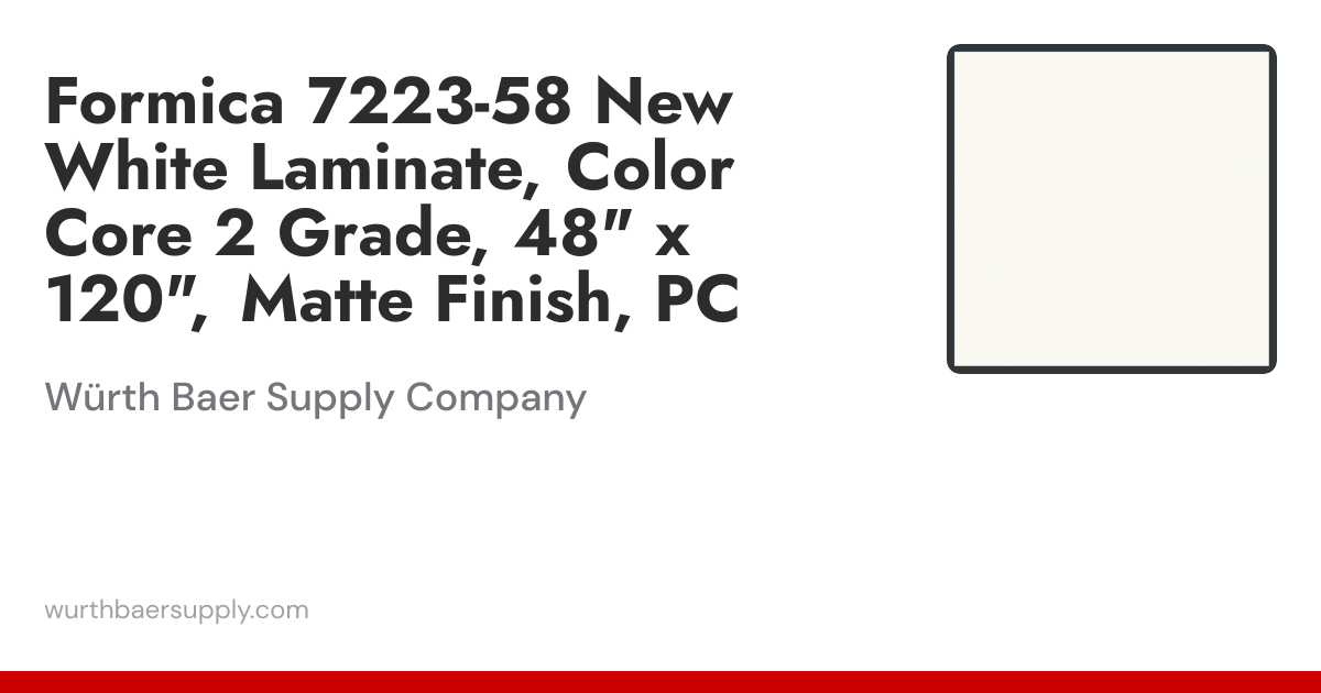 Formica 7223-C58 New White Laminate Color core 2, 48