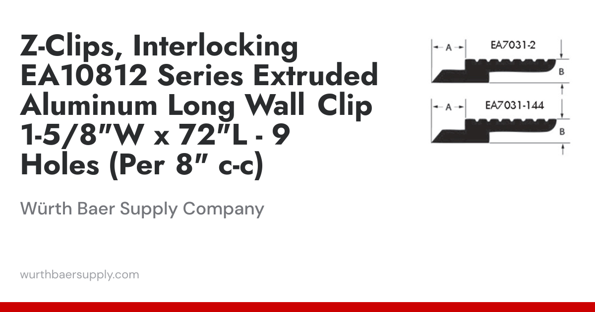 Z-Clips, Interlocking EA10812 Series Extruded Aluminum Long Wall Clip 1 ...